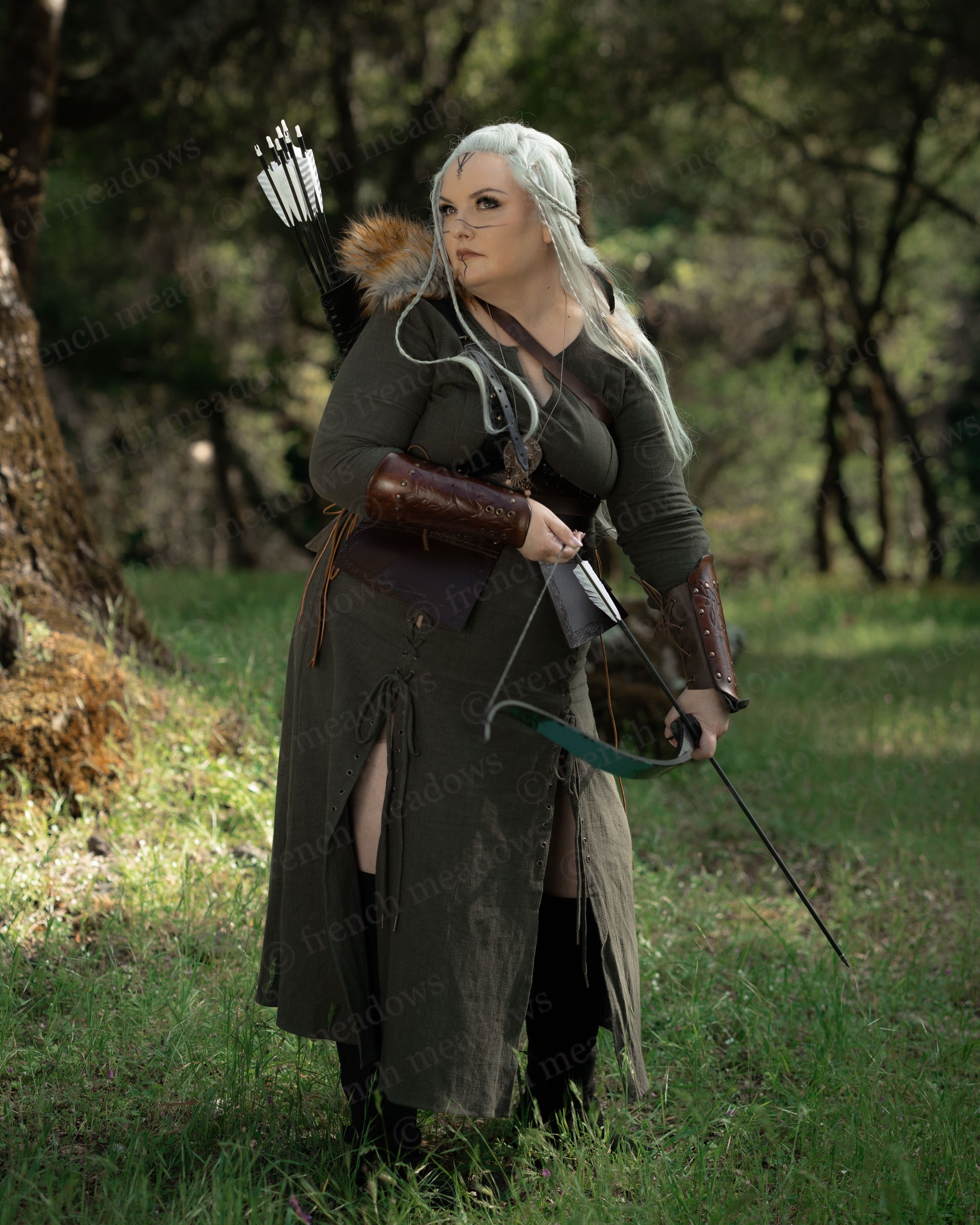 Olive Green Viking Dress | Made from Natural Fibers S