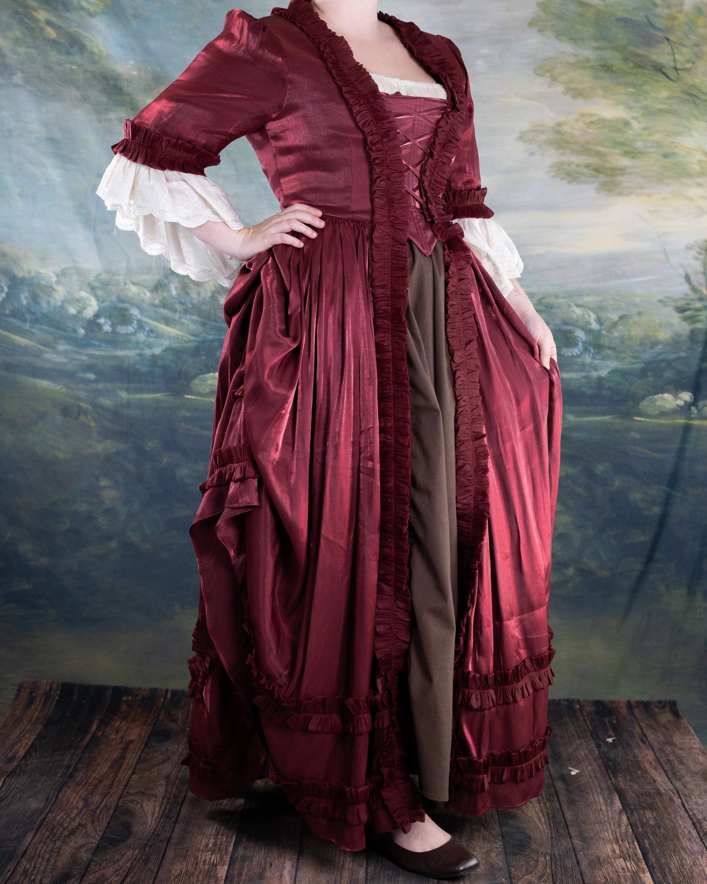 Dark Red Robe à l’Anglaise