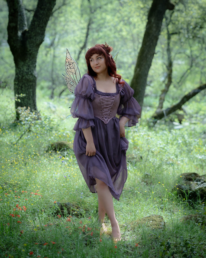 SHORT WRAP DRESS WITH RUFFLES RENAISSANCE ROMANCE