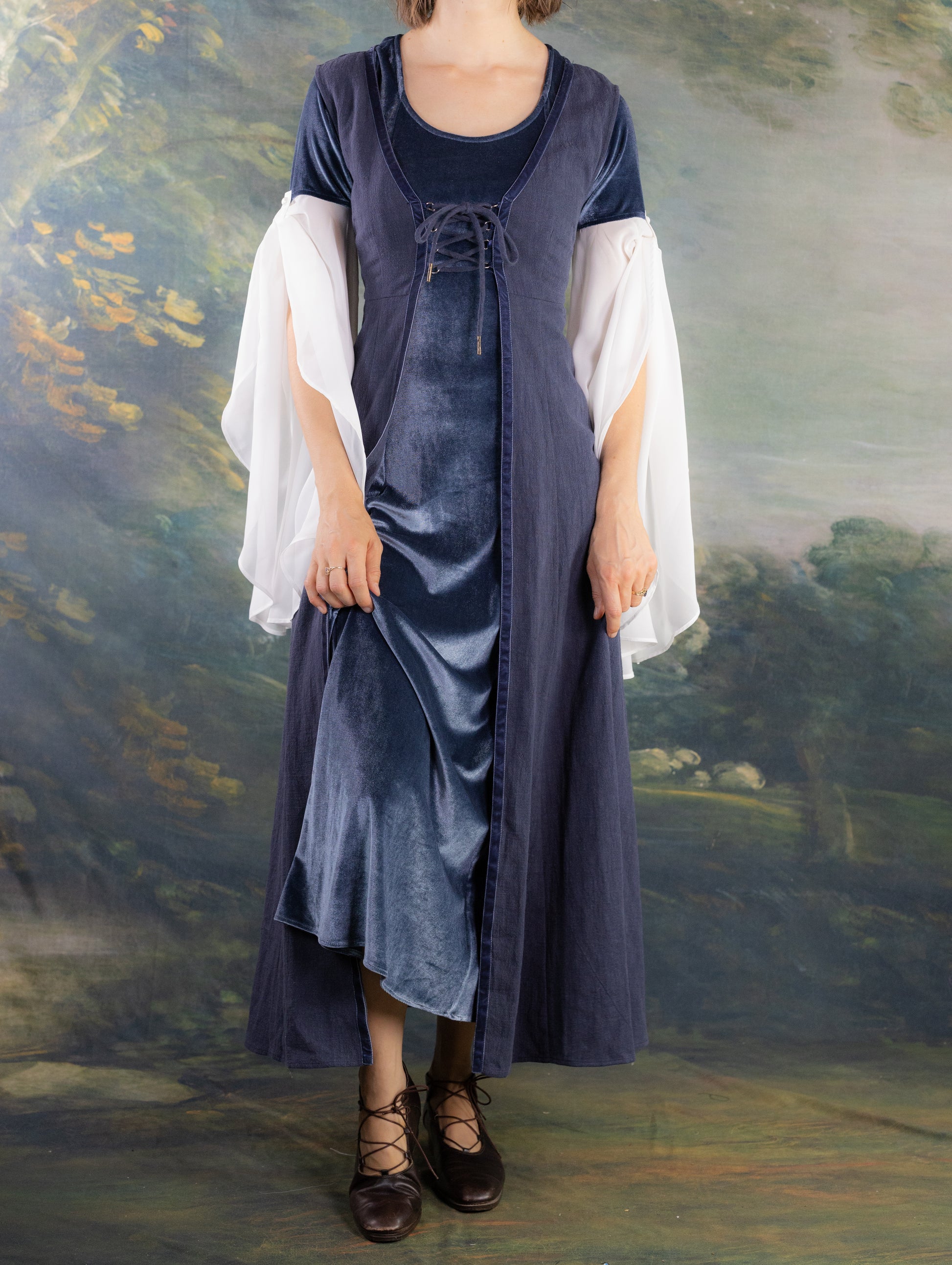 Elven Blue Velvet Bell Sleeve Dress French Meadows Elven Blue Velvet Bell Sleeve Dress French Meadows