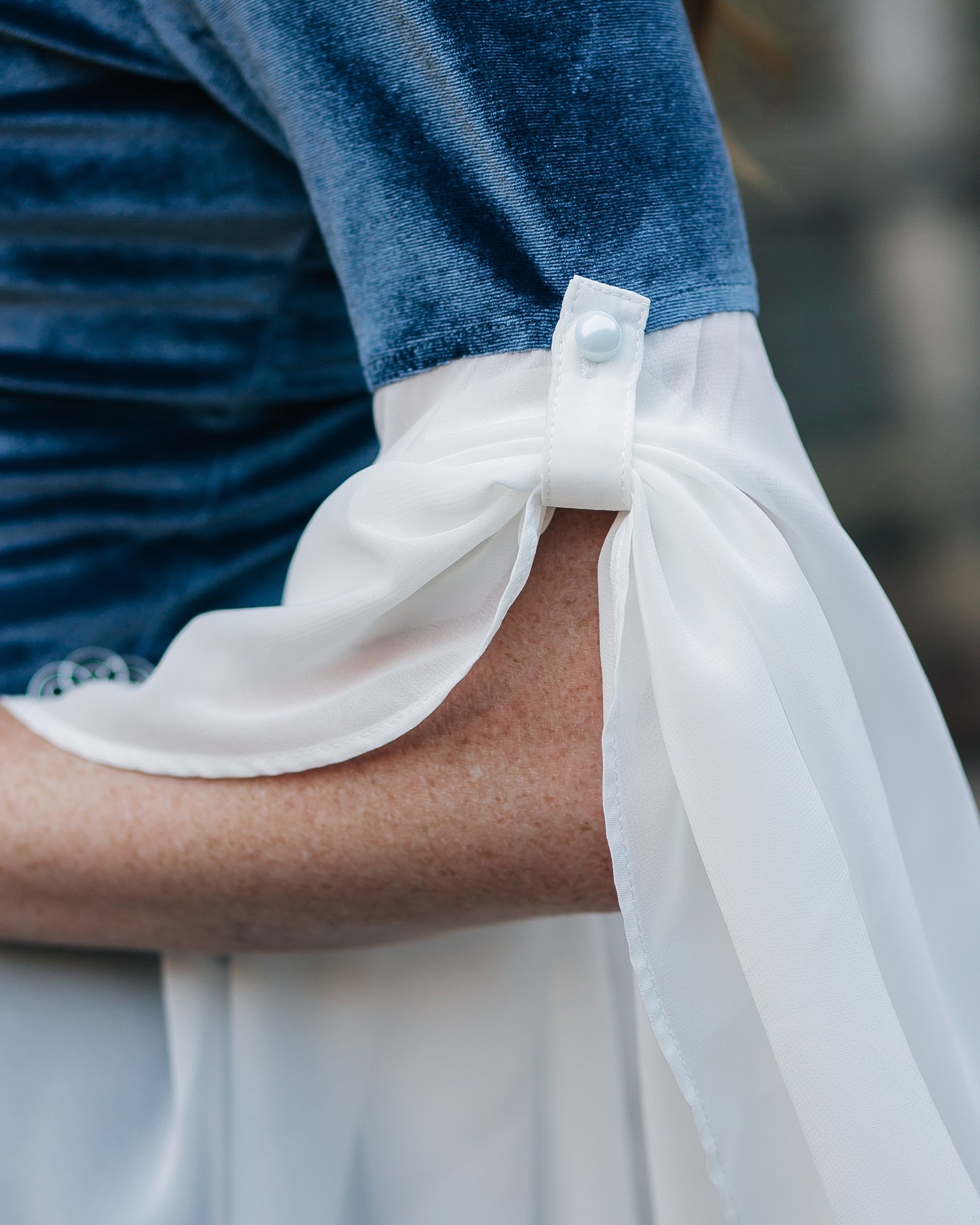 Elven Blue Velvet Bell Sleeve Dress
