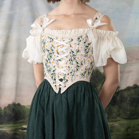 Embroidered Daisies Corset Top