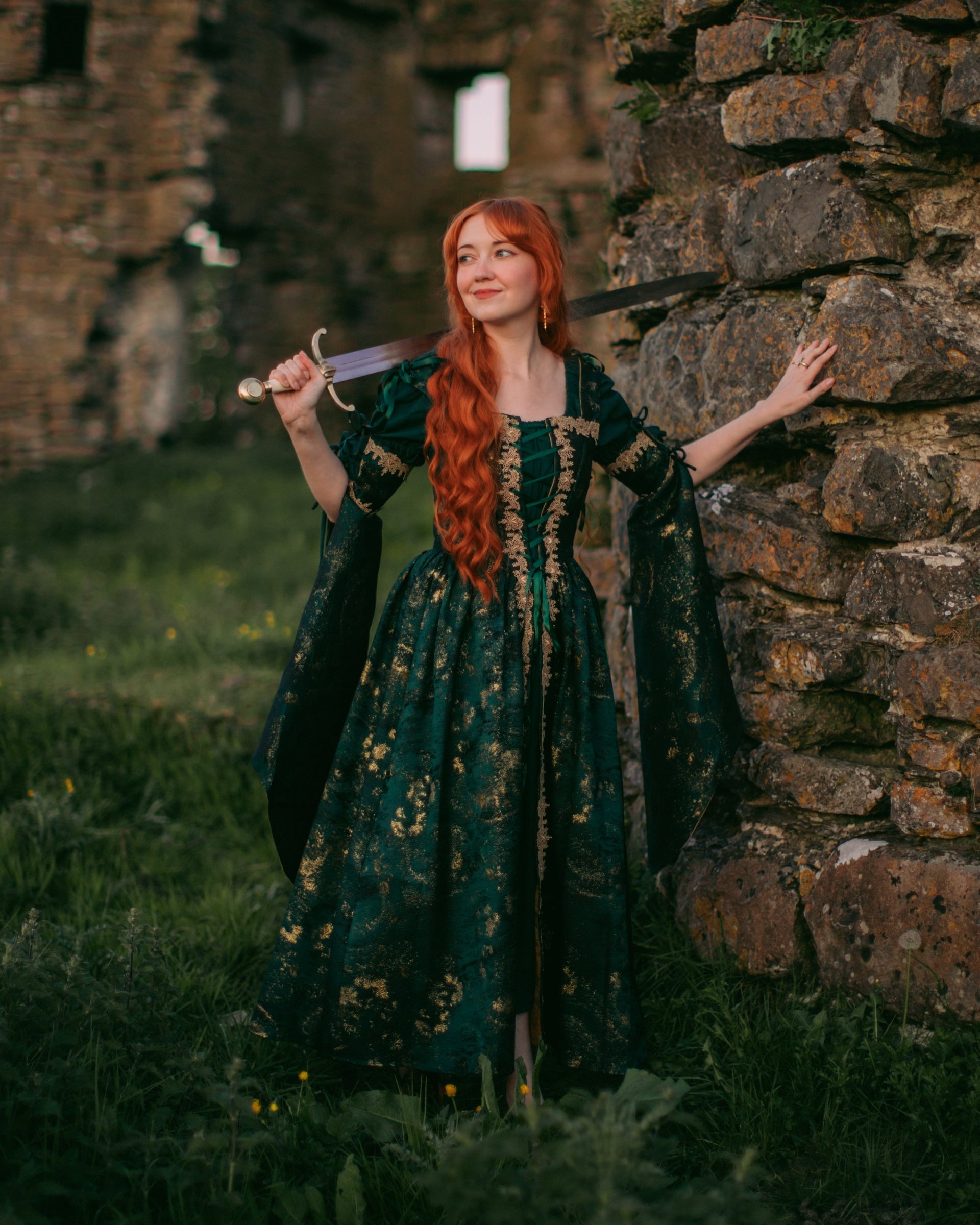 Dark Green Jacquard Corset Dress | Renaissance Dress French Meadows Dark Green Jacquard Corset Dress | Renaissance Dress French Meadows