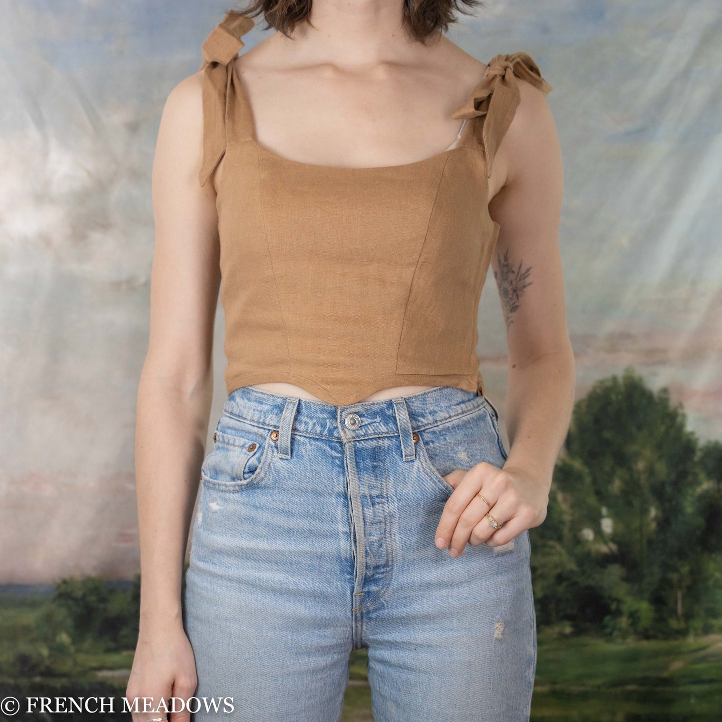 Ginger Linen Corset Tie Top - Final Sale