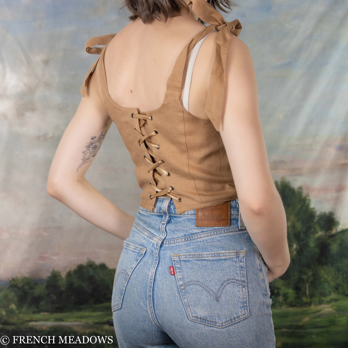 Ginger Linen Corset Tie Top - Final Sale