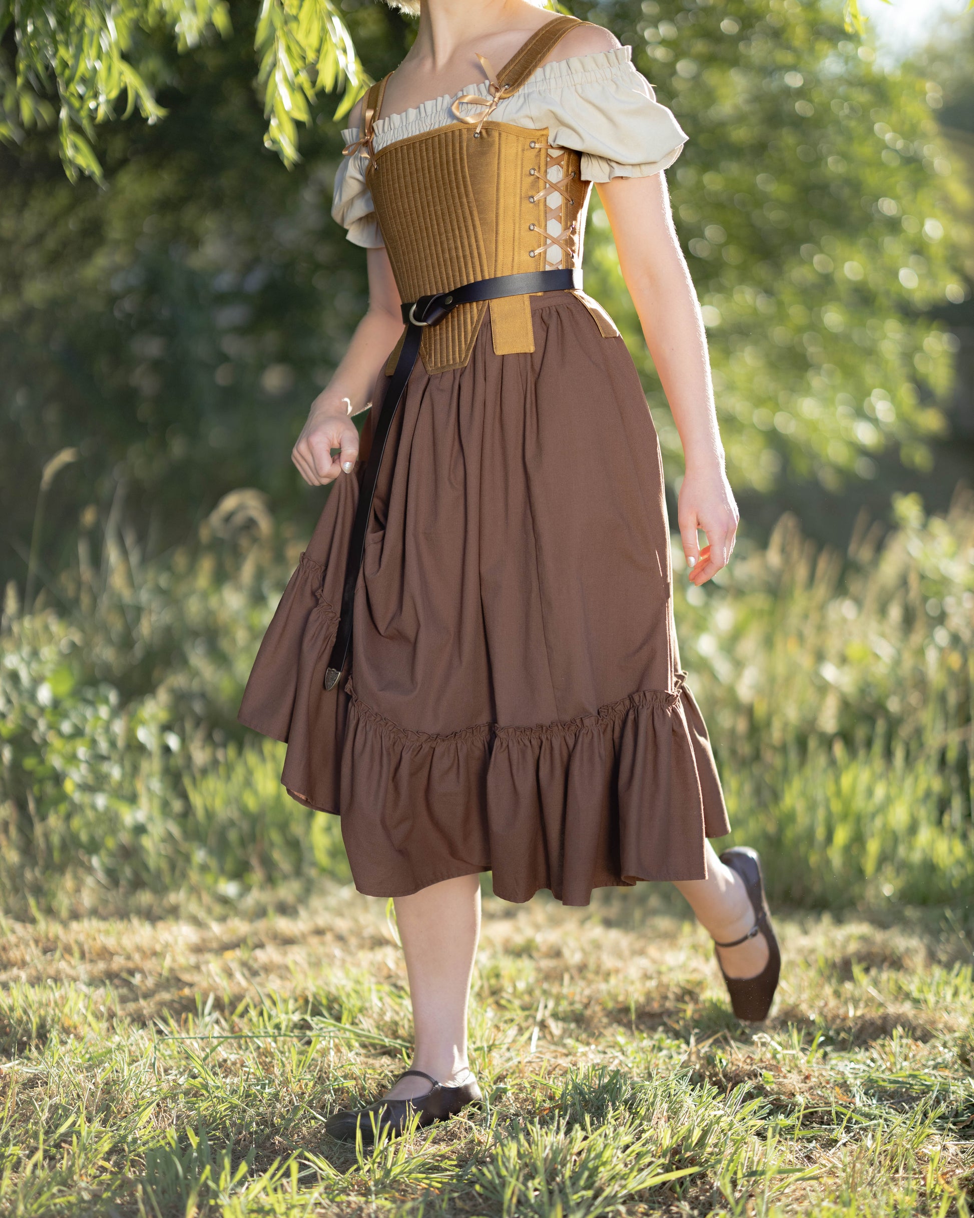 Brown Linen Ruffle Skirt | Midi Renaissance Skirt French Meadows Brown Linen Ruffle Skirt | Midi Renaissance Skirt French Meadows
