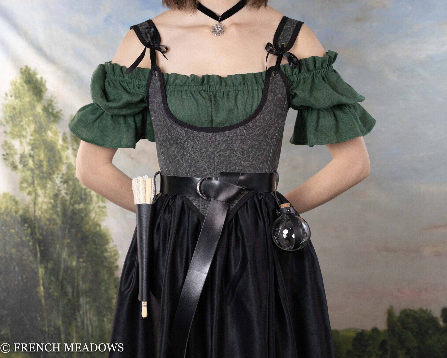 Handmade Black Satin Charmeuse Renaissance Skirt