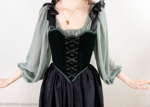 Handmade Black Satin Charmeuse Renaissance Skirt