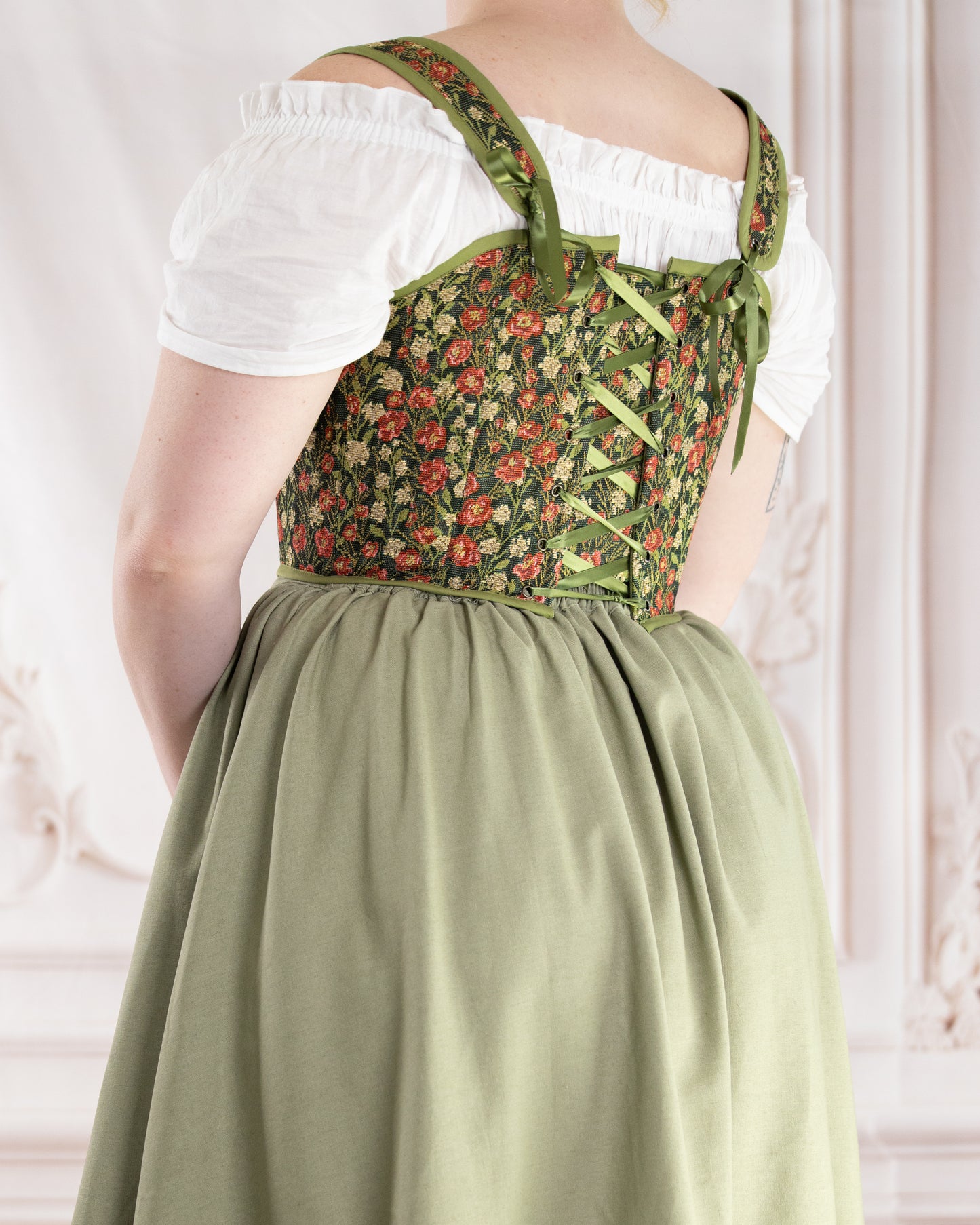 Green Floral Tapestry Corset