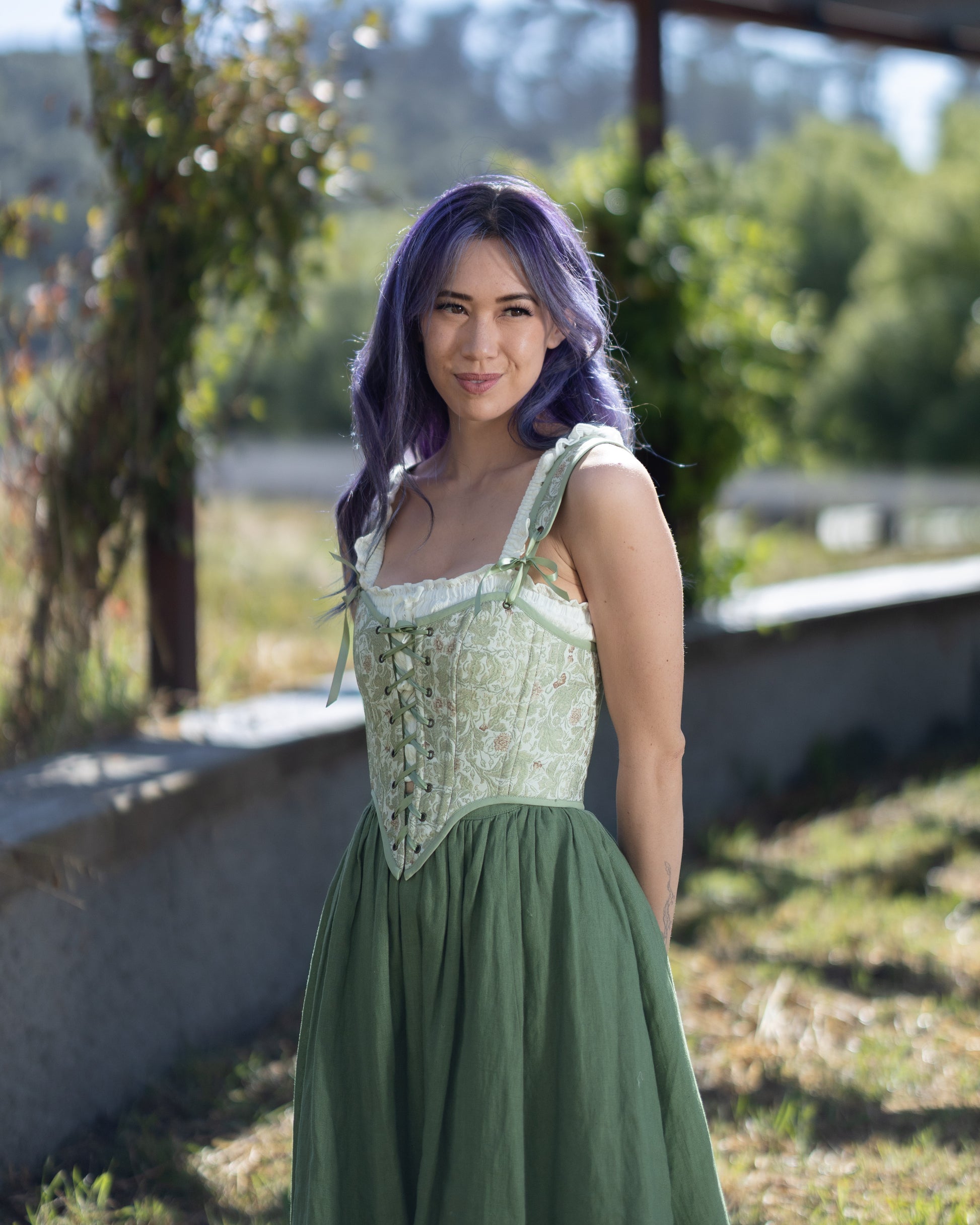Light Green Jacquard Corset Top | Renaissance Bodice From French Meadows Light Green Jacquard Corset Top | Renaissance Bodice From French Meadows