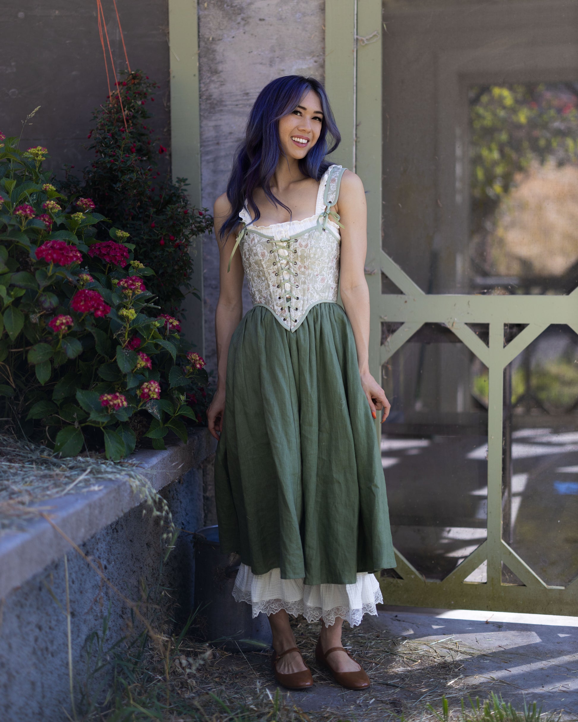 Light Green Jacquard Corset Top | Renaissance Bodice From French Meadows Light Green Jacquard Corset Top | Renaissance Bodice From French Meadows