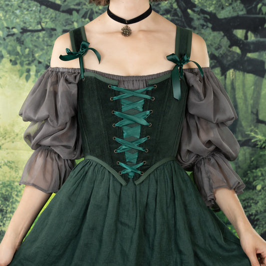 Dark Green Velvet Corset Top