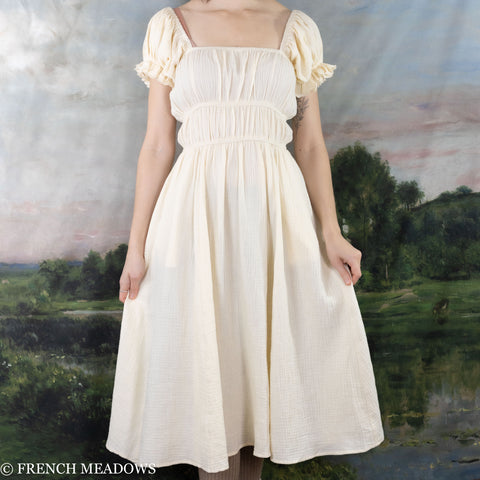 Ivory Cotton Milkmaid Dress