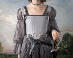 Handmade Silver Dupioni Tudor Stays