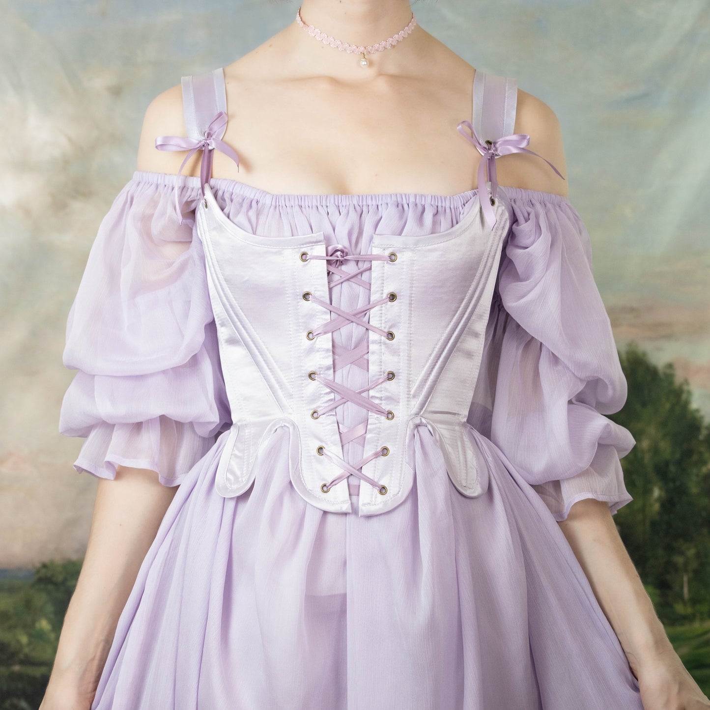 Handmade Lilac Satin Corset