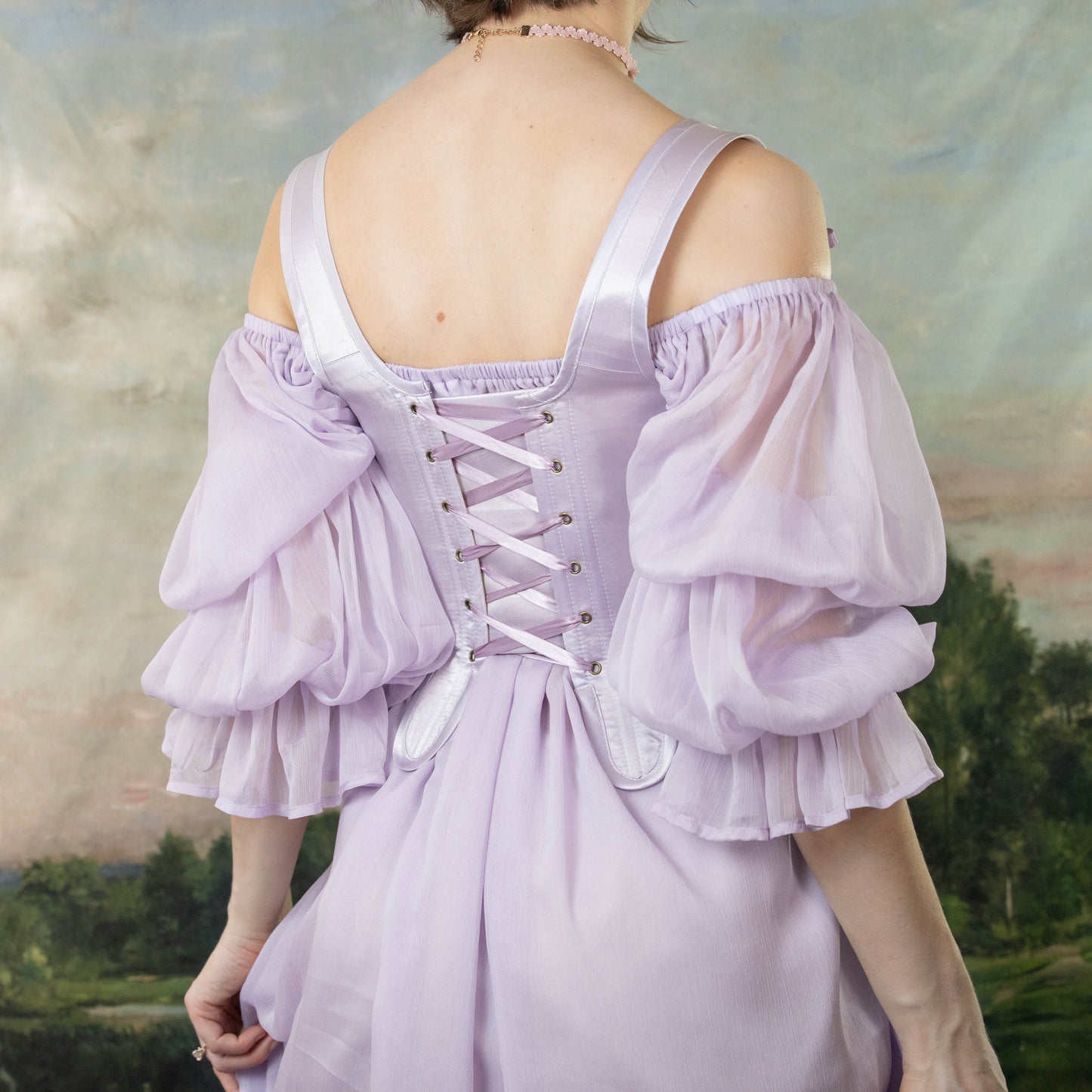 Handmade Lilac Satin Corset