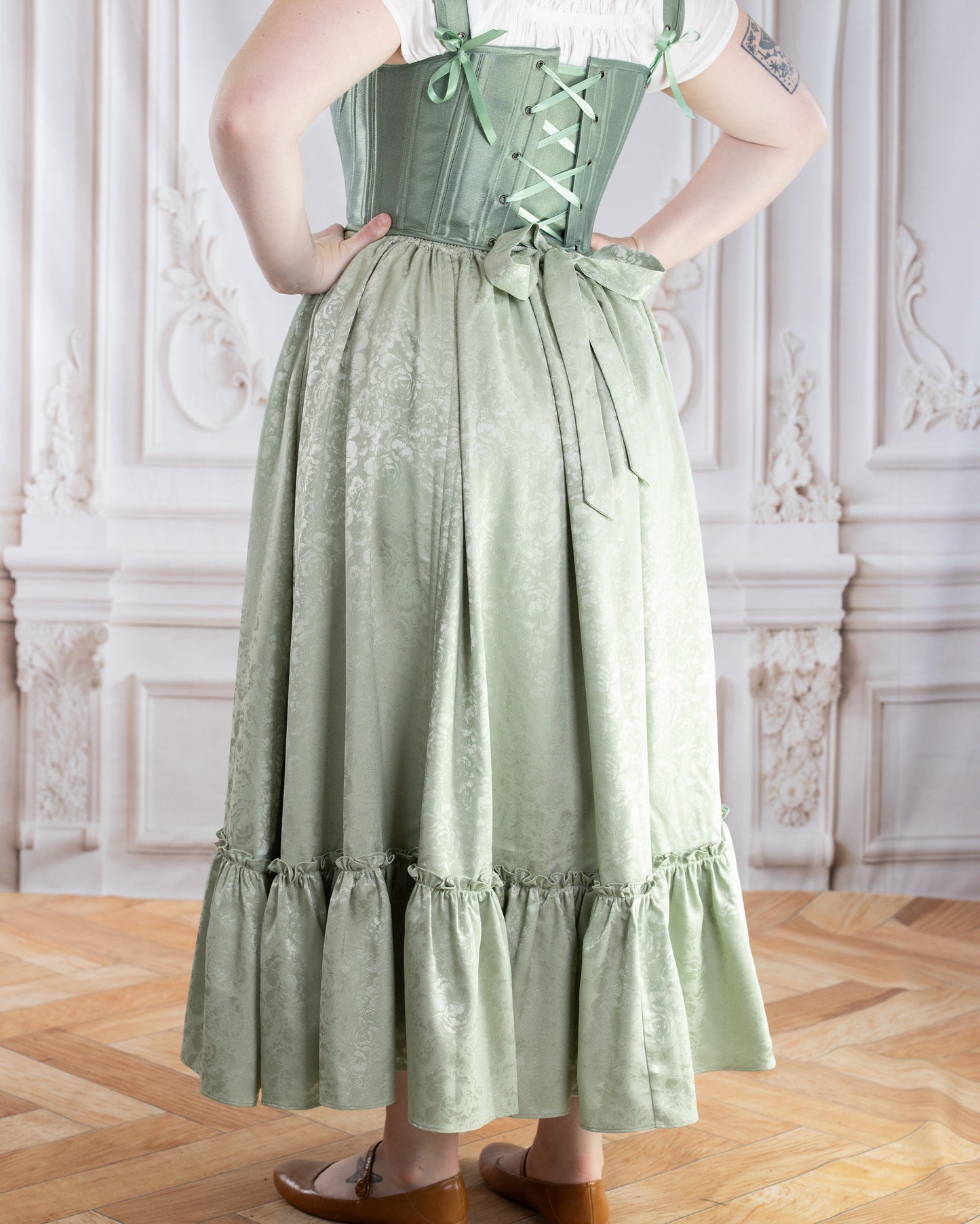 Mint Floral Ruffle Skirt