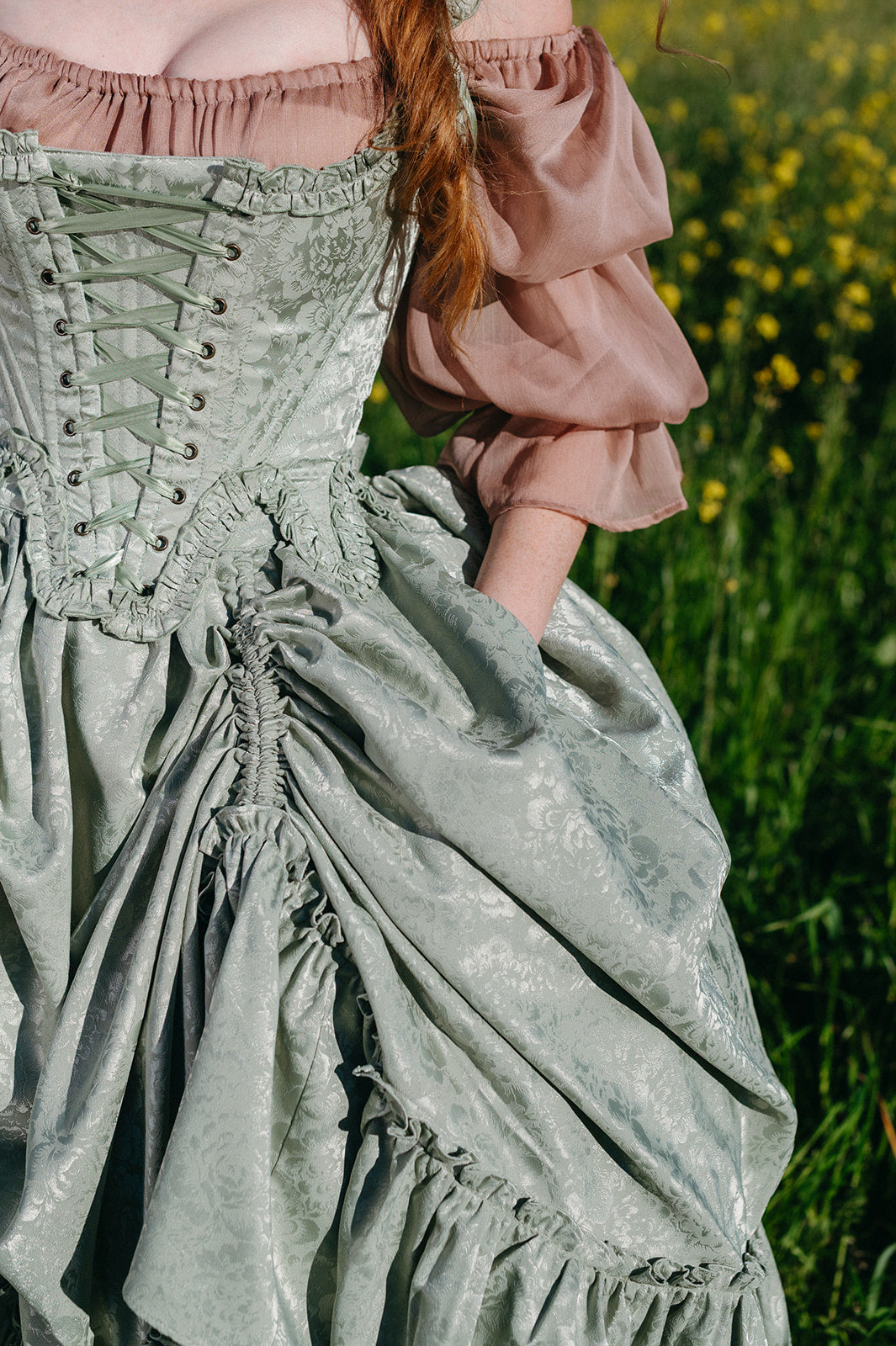 Mint Floral Ruffle Skirt