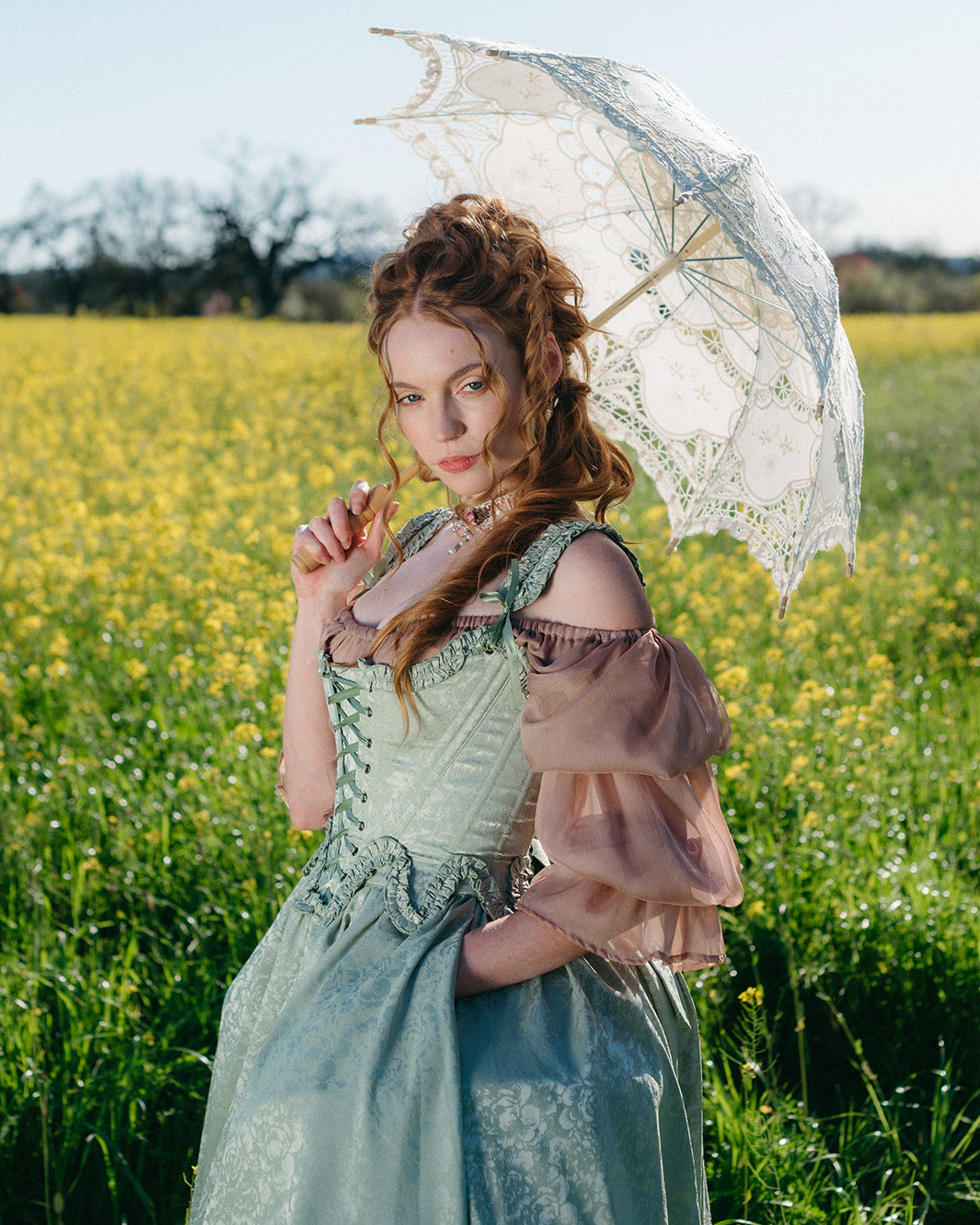 Mint Green Floral 18th Century Stays