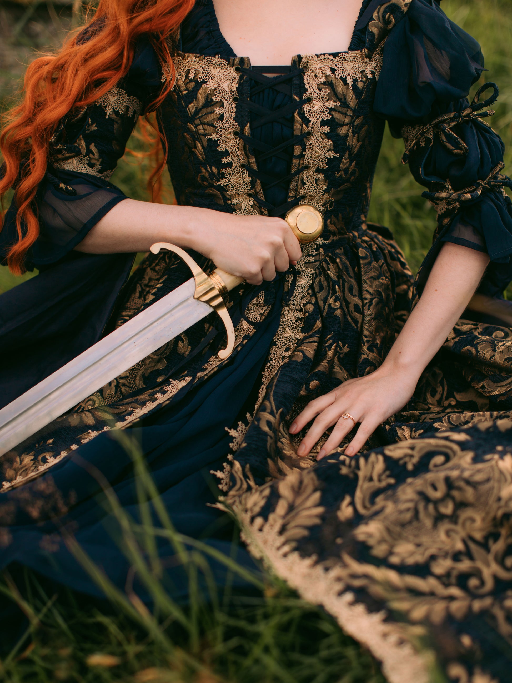 Navy Blue Chenille Corset Dress | Renaissance Dress French Meadows Navy Blue Chenille Corset Dress | Renaissance Dress French Meadows