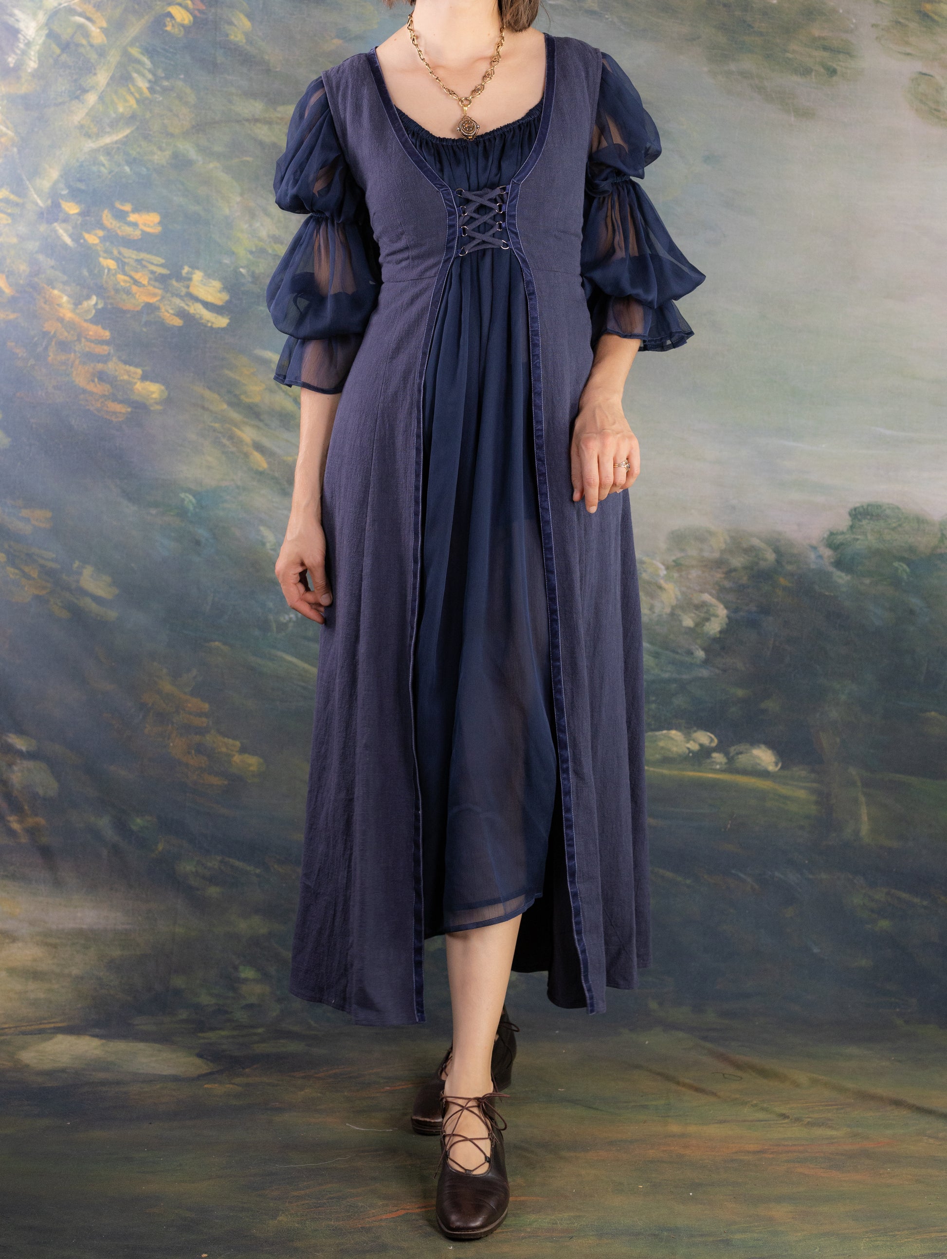 Navy Blue Chiffon Chemise | Sheer Renaissance Faire Dress French Meadows Navy Blue Chiffon Chemise | Sheer Renaissance Faire Dress French Meadows