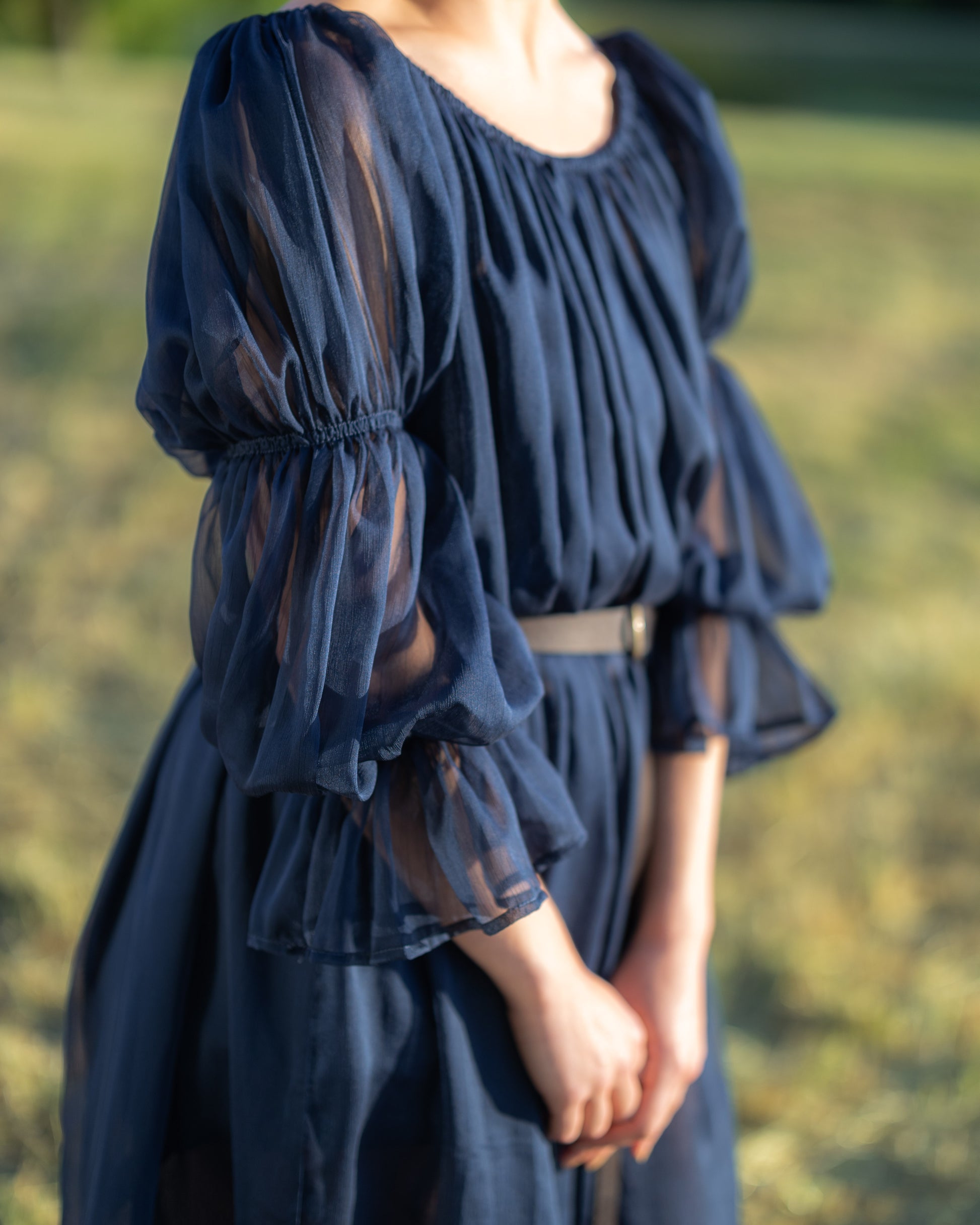 Navy Blue Chiffon Chemise | Sheer Renaissance Faire Dress French Meadows Navy Blue Chiffon Chemise | Sheer Renaissance Faire Dress French Meadows