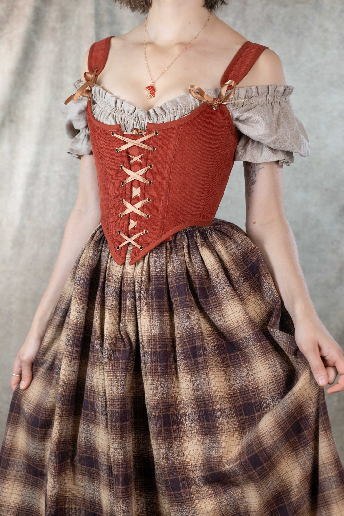 Handmade Burnt Orange Corduroy Renaissance Corset