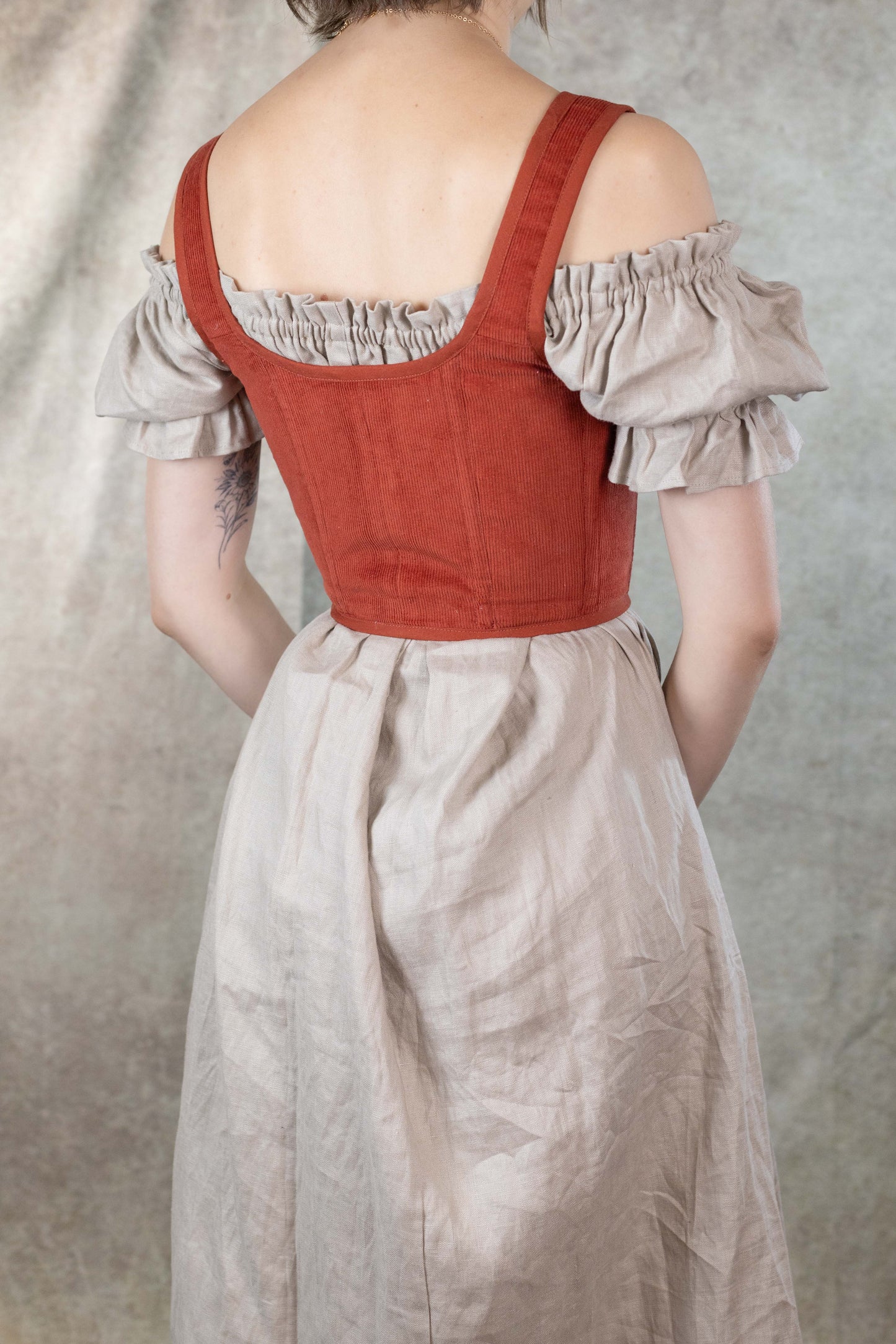Handmade Burnt Orange Corduroy Renaissance Corset