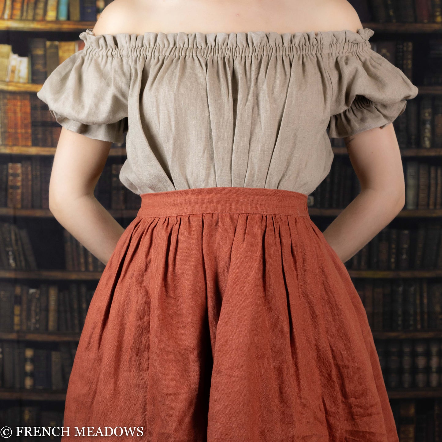 Persimmon Orange Linen Midi Skirt - Final Sale