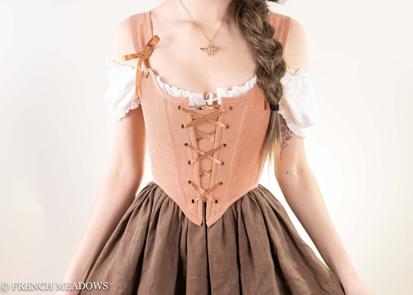 Handmade Rose Gold & Swiss Dot Renaissance Bodice