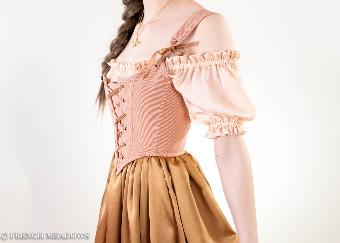 READY TO SHIP Rose Gold & Swiss Dot Renaissance Bodice