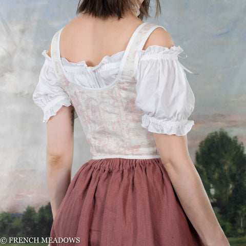 Handmade Pink and White Toile Renaissance Bodice