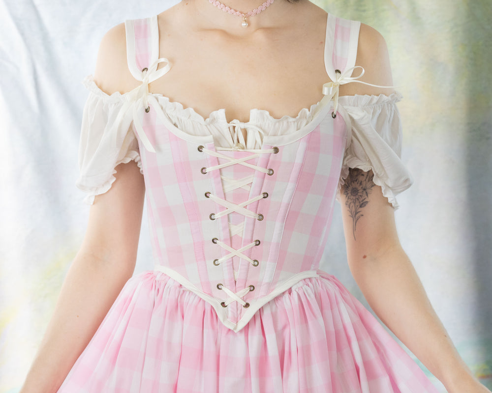 Handmade Pink Gingham Corset