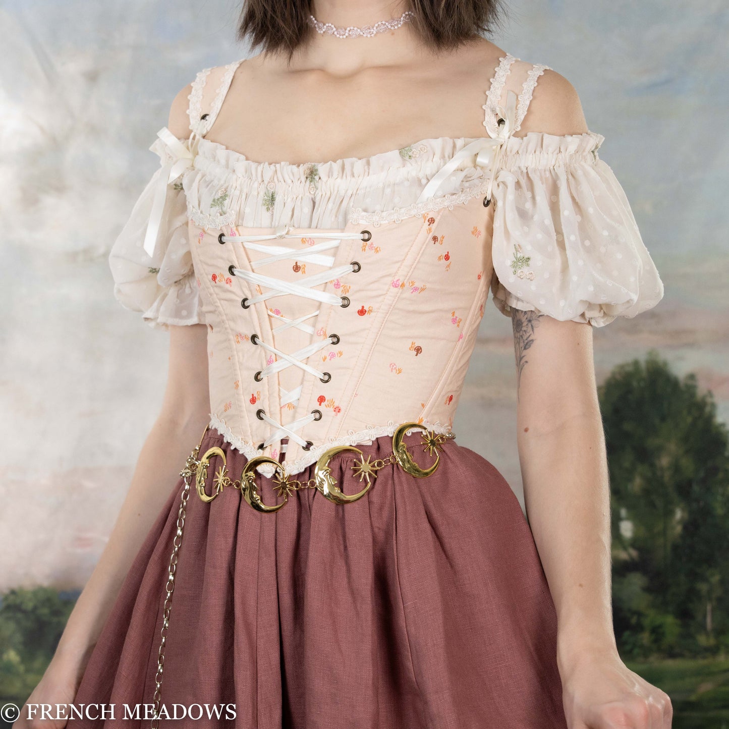 READY TO SHIP Ditsy Mushroom Renaissance Bodice