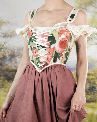 Pink Peony Floral Corset Top