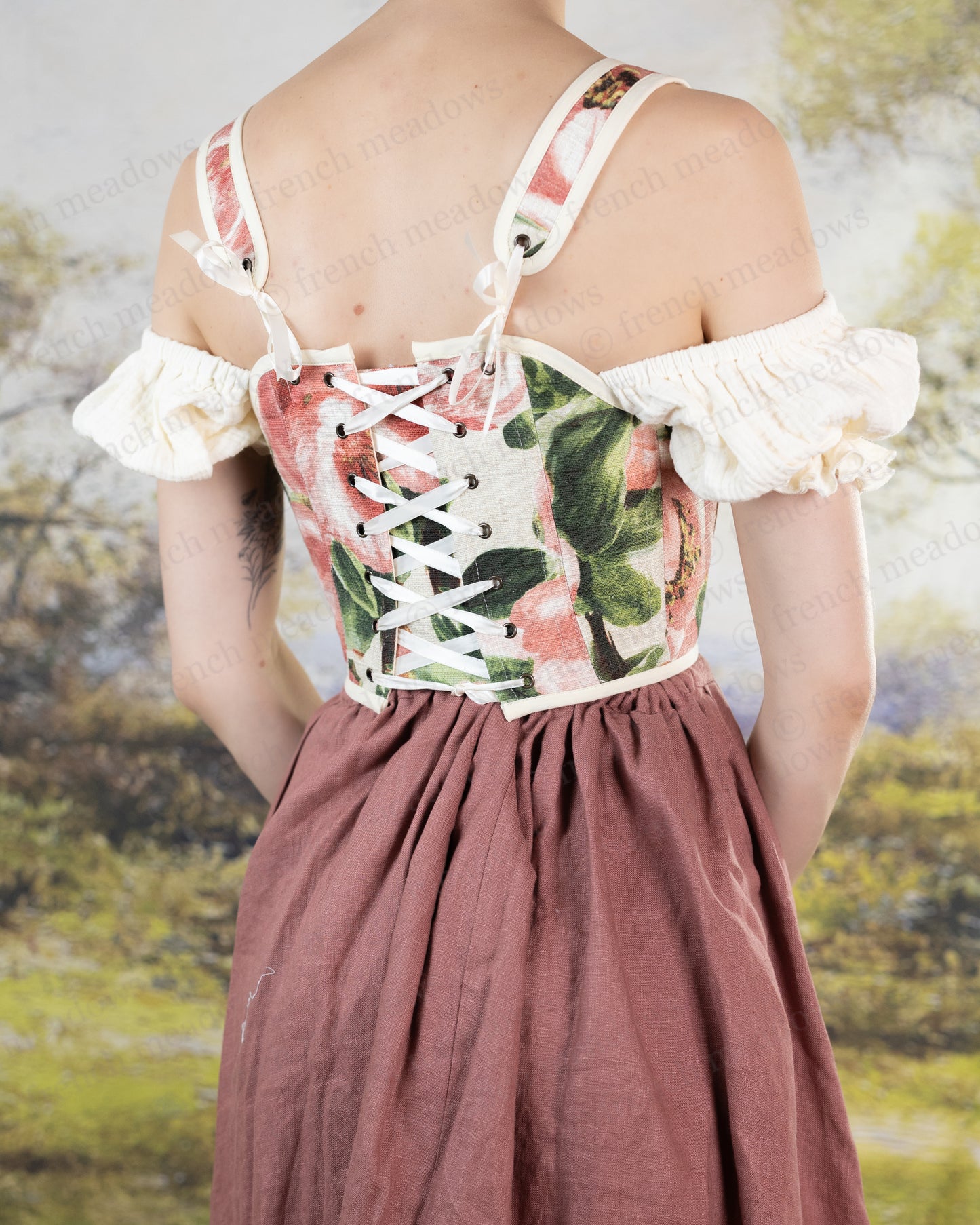 Pink Peony Floral Corset Top