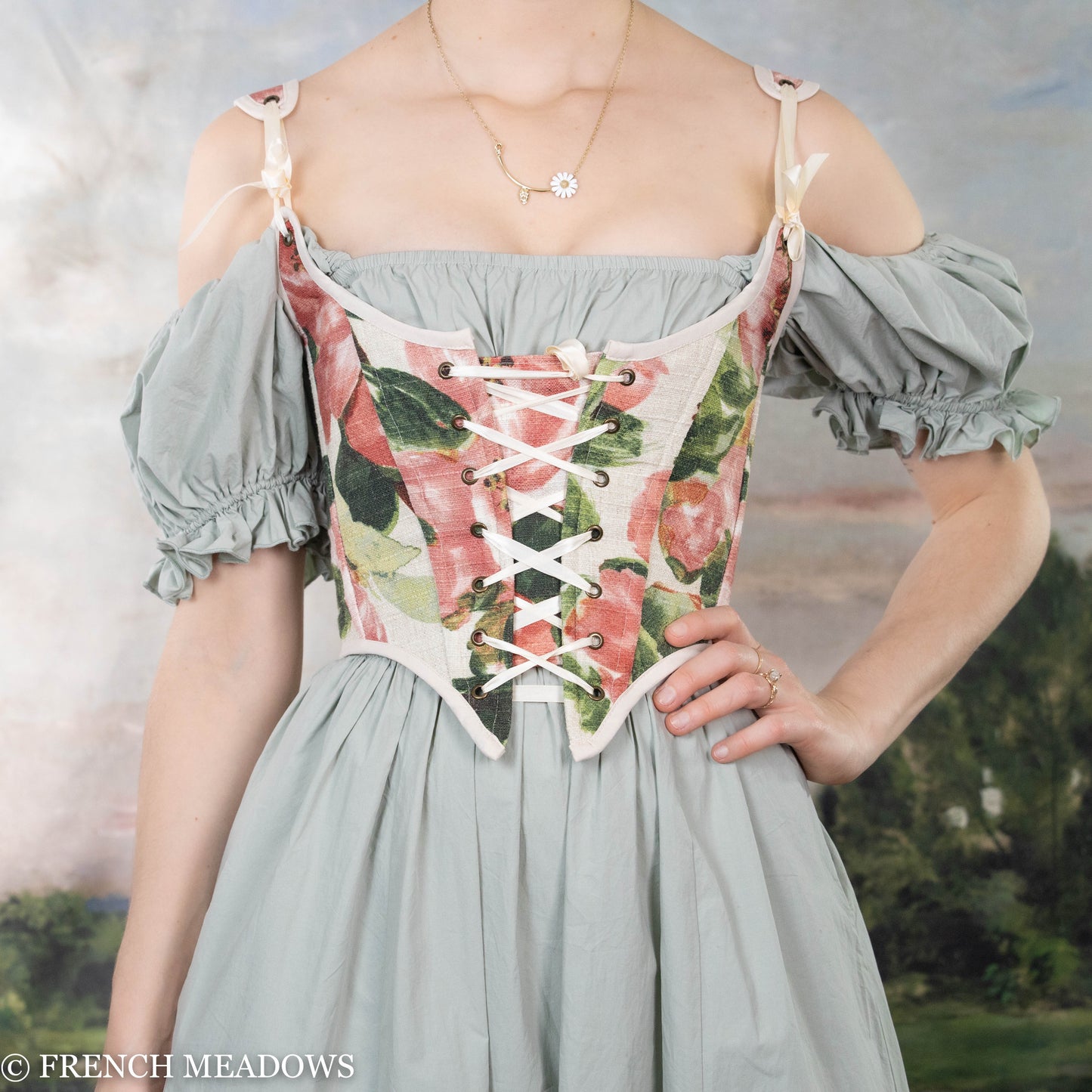 Handmade Pink Peony Renaissance Bodice