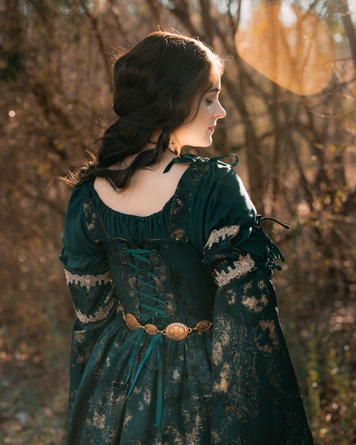 Dark Green Jacquard Corset Dress