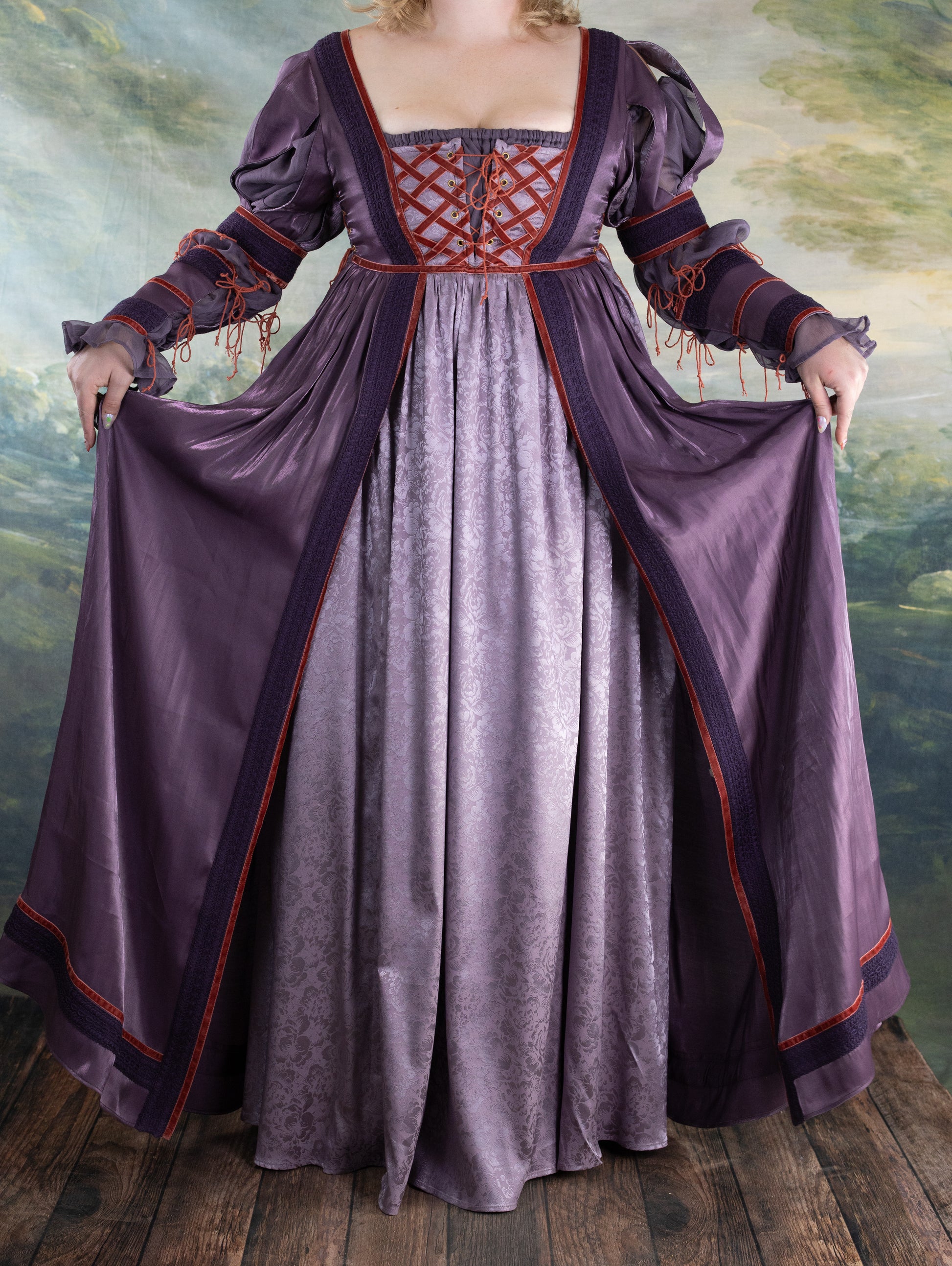 medieval dress purple Stained Blackberry Kirtle L as well as the edges of the hood and front length of the gown Women's Lady Of Camelot Purple