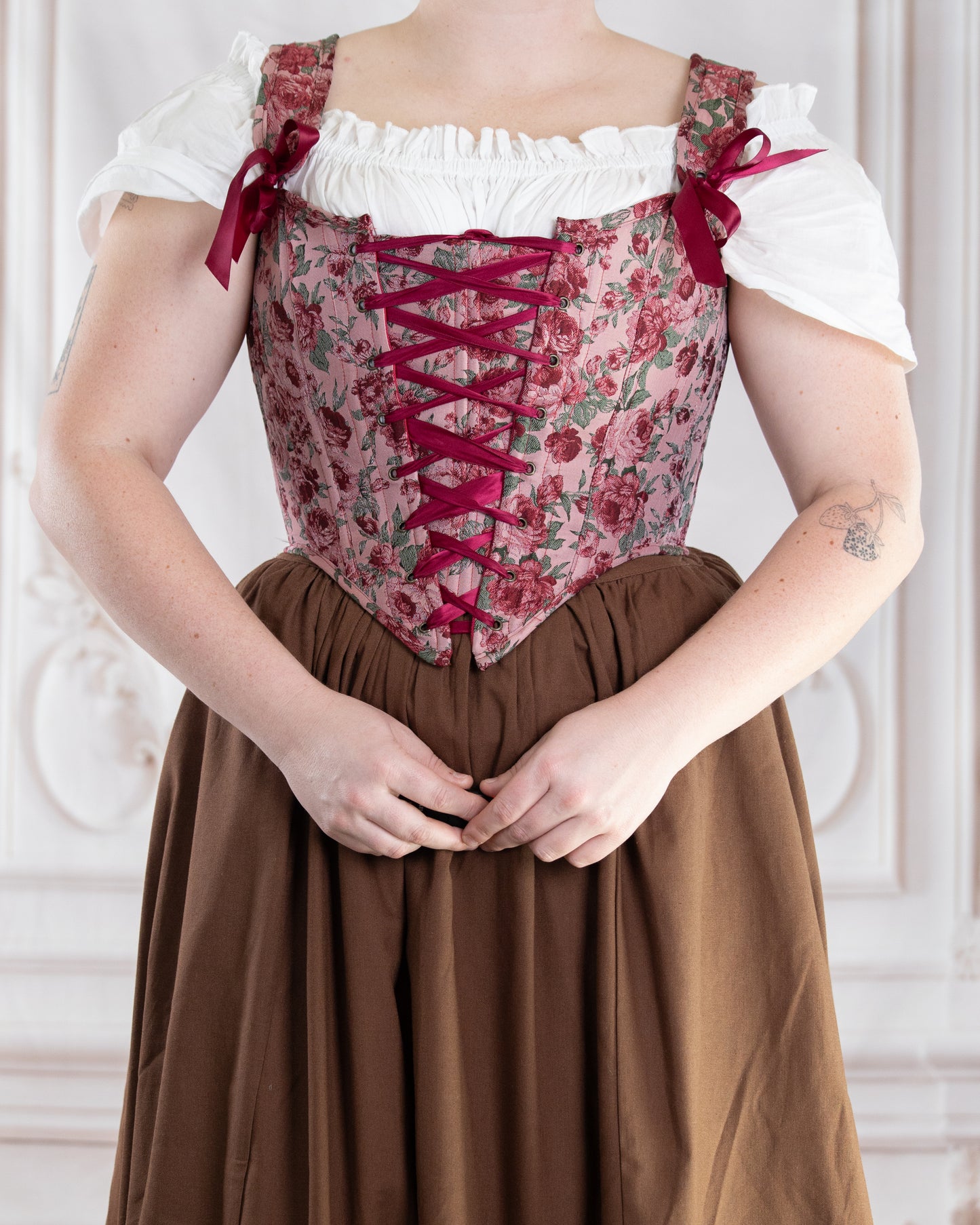 Raspberry Rose Jacquard Corset