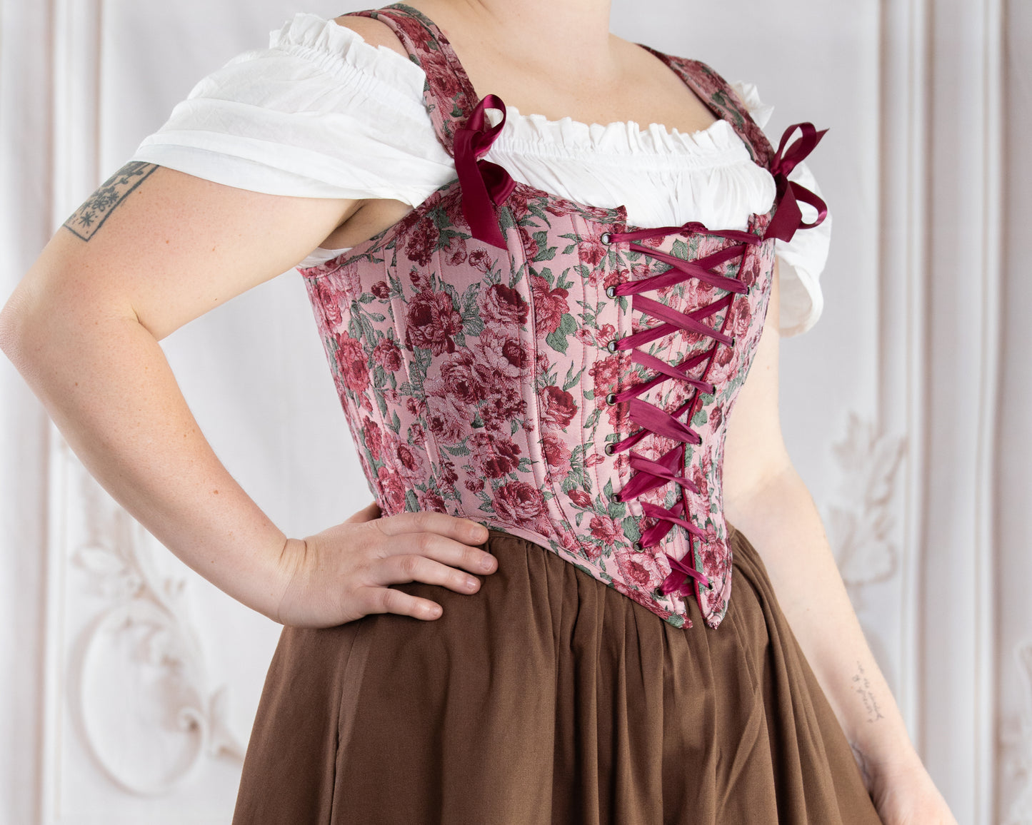 Raspberry Rose Jacquard Corset