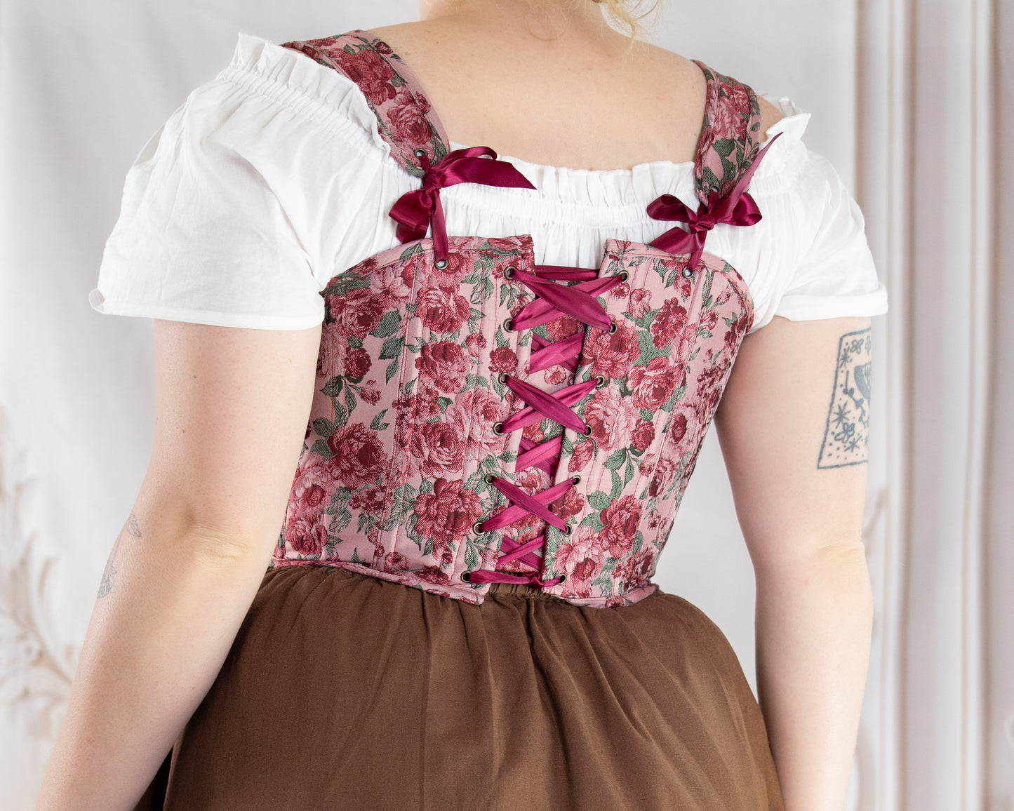 Raspberry Rose Jacquard Corset