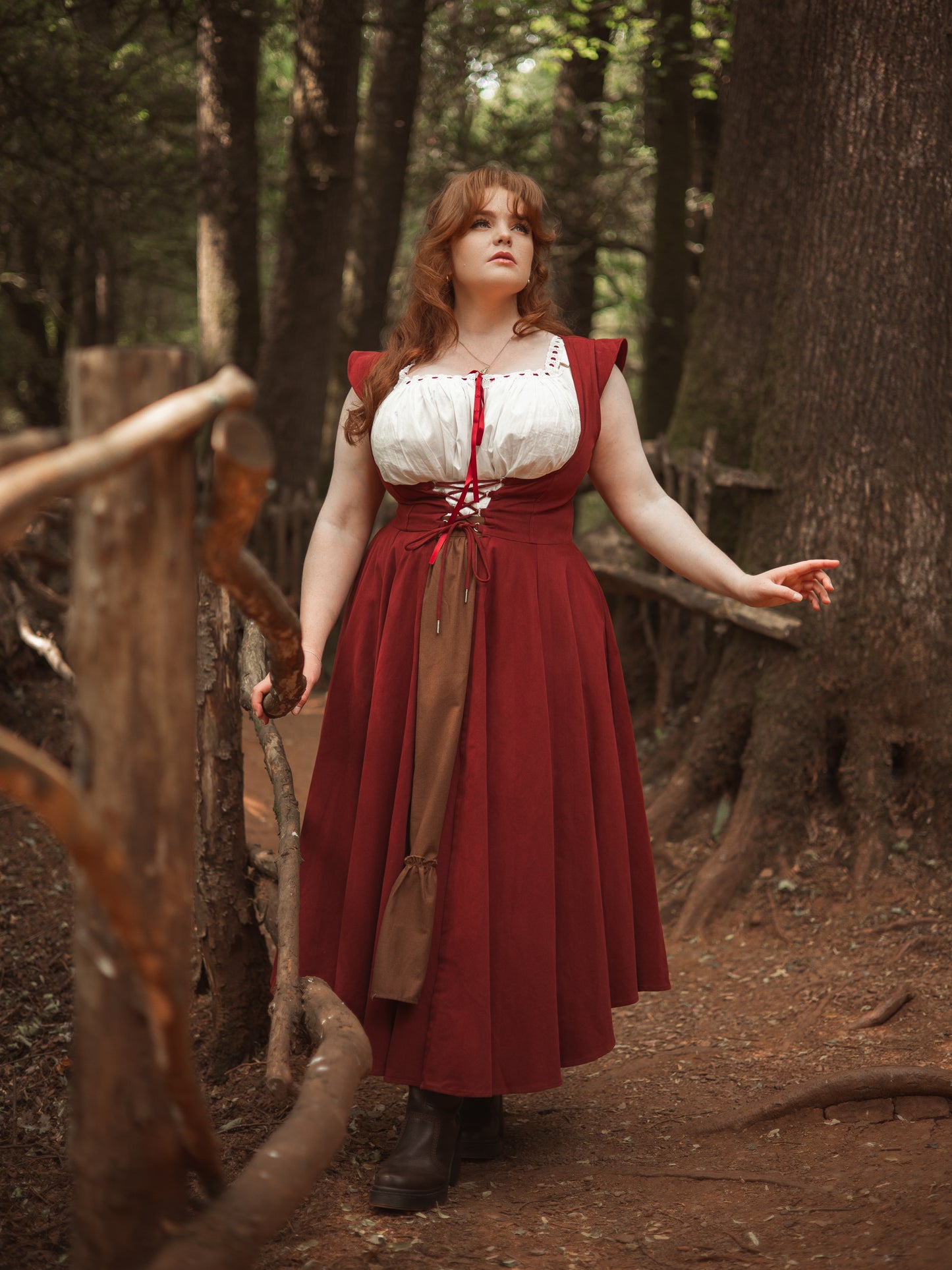 Red Cotton Underbust Dress