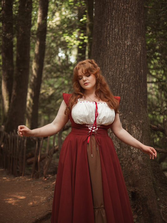 Red Cotton Underbust Dress