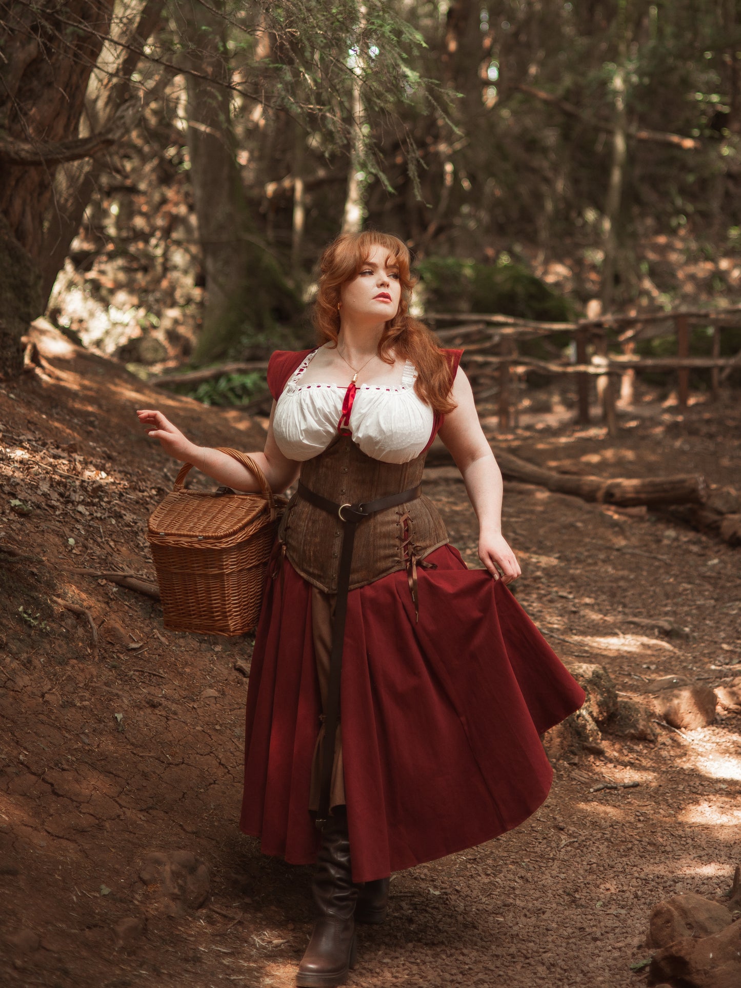 Red Cotton Underbust Dress