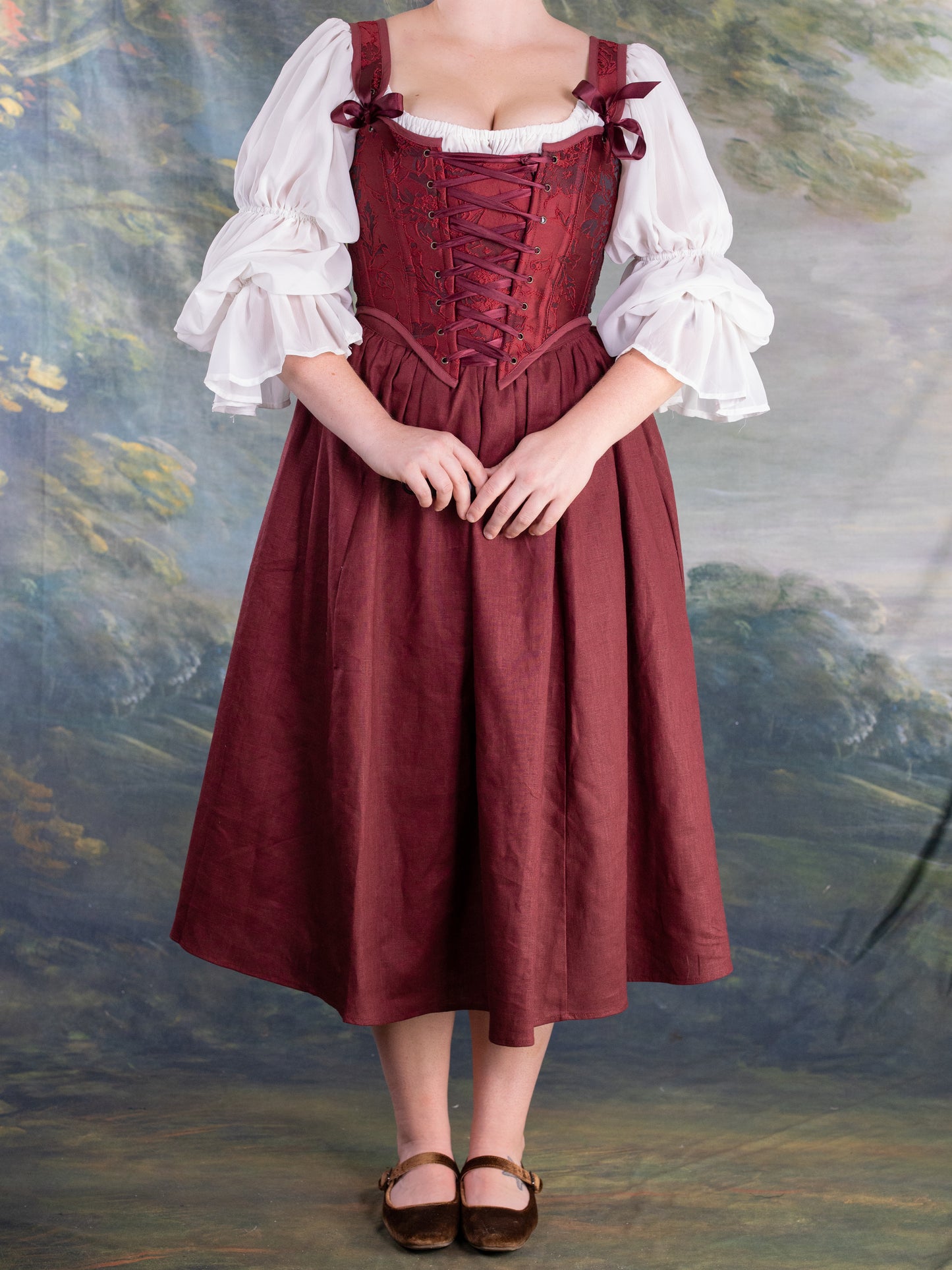 Red Floral Jacquard Corset