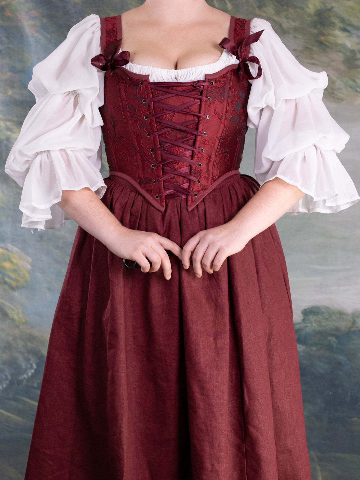 Red Floral Jacquard Corset