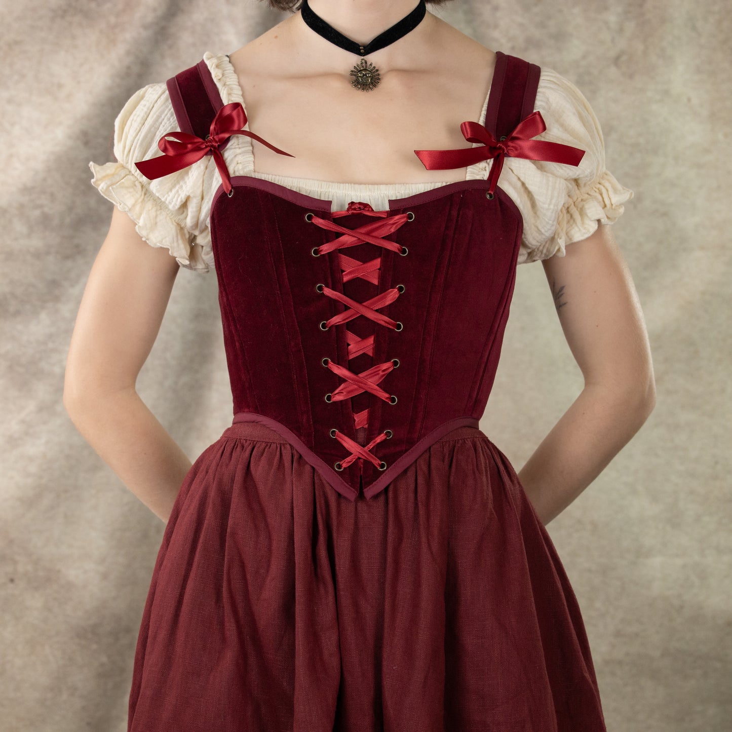 Dark Red Velvet Corset Top