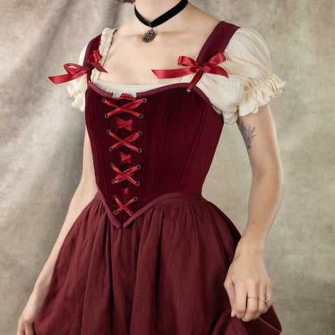 Dark Red Velvet Corset Top