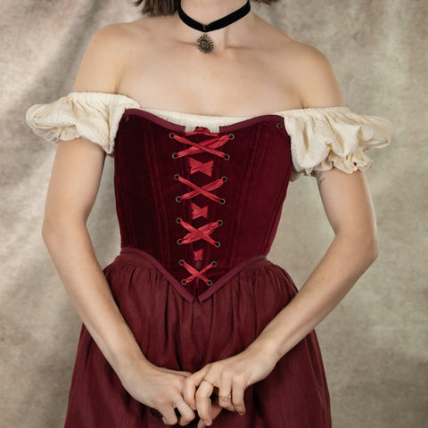 Dark Red Velvet Corset Top